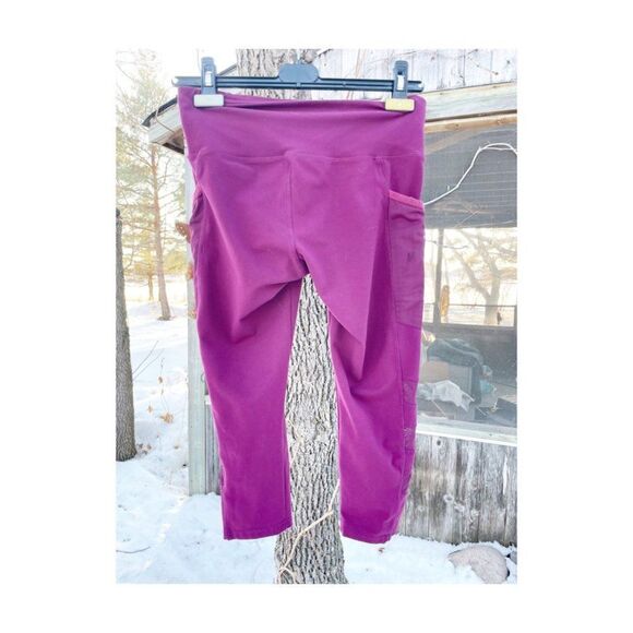 Move by Ardene Purple Crop Leggings Activewear Sport Sheer Leg Panels Sz S - Picture 2 of 9